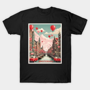 Amsterdam Valentine's Day Vintage Poster Tourism T-Shirt